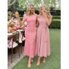 ZESICA Women’s Summer Floral Bodycon Long Dress Ruched Mesh Beach Vacation Formal Cocktail Party Wedding Guest Maxi Dresses(Shrimp Pink)