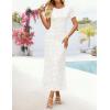 ZESICA Women’s Summer Floral Bodycon Long Dress Ruched Mesh Beach Vacation Formal Cocktail Party Wedding Guest Maxi Dresses(White)