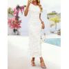 ZESICA Women’s Summer Floral Bodycon Long Dress Ruched Mesh Beach Vacation Formal Cocktail Party Wedding Guest Maxi Dresses(White)