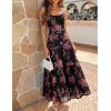 ZESICA Women’s Summer Floral Sleeveless Maxi Dress 2026 Boho Mesh Spaghetti Strap Flowy Beach Wedding Guest Long Dresses(Black)