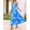 ZESICA Women’s Summer Floral Sleeveless Maxi Dress 2026 Boho Mesh Spaghetti Strap Flowy Beach Wedding Guest Long Dresses(Blue)