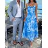 ZESICA Women’s Summer Floral Sleeveless Maxi Dress 2026 Boho Mesh Spaghetti Strap Flowy Beach Wedding Guest Long Dresses(Blue)