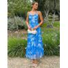 ZESICA Women’s Summer Floral Sleeveless Maxi Dress 2026 Boho Mesh Spaghetti Strap Flowy Beach Wedding Guest Long Dresses(Blue)