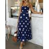 ZESICA Women’s Summer Floral Sleeveless Maxi Dress 2026 Boho Mesh Spaghetti Strap Flowy Beach Wedding Guest Long Dresses(Navy)