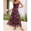 ZESICA Women’s Summer Floral Sleeveless Maxi Dress 2026 Boho Mesh Spaghetti Strap Flowy Beach Wedding Guest Long Dresses(Newblack)