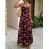 ZESICA Women’s Summer Floral Sleeveless Maxi Dress 2026 Boho Mesh Spaghetti Strap Flowy Beach Wedding Guest Long Dresses(Newblack)