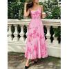 ZESICA Women’s Summer Floral Sleeveless Maxi Dress 2026 Boho Mesh Spaghetti Strap Flowy Beach Wedding Guest Long Dresses(Pink)
