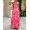 ZESICA Women’s Summer Floral Sleeveless Maxi Dress 2026 Boho Mesh Spaghetti Strap Flowy Beach Wedding Guest Long Dresses(Rose)