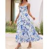 ZESICA Women’s Summer Floral Sleeveless Maxi Dress 2026 Boho Mesh Spaghetti Strap Flowy Beach Wedding Guest Long Dresses(Whiteblue)