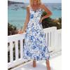 ZESICA Women’s Summer Floral Sleeveless Maxi Dress 2026 Boho Mesh Spaghetti Strap Flowy Beach Wedding Guest Long Dresses(Whiteblue)