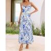 ZESICA Women’s Summer Floral Sleeveless Maxi Dress 2026 Boho Mesh Spaghetti Strap Flowy Beach Wedding Guest Long Dresses(Whiteblue)