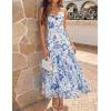 ZESICA Women’s Summer Floral Sleeveless Maxi Dress 2026 Boho Mesh Spaghetti Strap Flowy Beach Wedding Guest Long Dresses(Whiteblue)