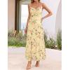 ZESICA Women’s Summer Floral Sleeveless Maxi Dress 2026 Boho Mesh Spaghetti Strap Flowy Beach Wedding Guest Long Dresses(Yellow)