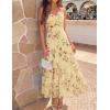 ZESICA Women’s Summer Floral Sleeveless Maxi Dress 2026 Boho Mesh Spaghetti Strap Flowy Beach Wedding Guest Long Dresses(Yellow)