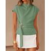 ZESICA Women’s 2026 Summer Cap Sleeve Blouse Mock Neck Business Casual Tops Spring Dressy Tunic Work Shirts(Green)