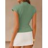 ZESICA Women’s 2026 Summer Cap Sleeve Blouse Mock Neck Business Casual Tops Spring Dressy Tunic Work Shirts(Green)