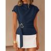 ZESICA Women’s 2026 Summer Cap Sleeve Blouse Mock Neck Business Casual Tops Spring Dressy Tunic Work Shirts(Navy)