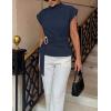 ZESICA Women’s 2026 Summer Cap Sleeve Blouse Mock Neck Business Casual Tops Spring Dressy Tunic Work Shirts(Navy)