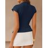 ZESICA Women’s 2026 Summer Cap Sleeve Blouse Mock Neck Business Casual Tops Spring Dressy Tunic Work Shirts(Navy)