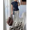 ZESICA Women’s 2026 Summer Cap Sleeve Blouse Mock Neck Business Casual Tops Spring Dressy Tunic Work Shirts(Navy)