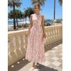 ZESICA Women’s Summer Sleeveless Floral Maxi Dress 2026 Casual Crewneck Mesh A Line Flowy Boho Beach Party Long Dresses(Apricot)