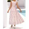 ZESICA Women’s Summer Sleeveless Floral Maxi Dress 2026 Casual Crewneck Mesh A Line Flowy Boho Beach Party Long Dresses(Apricot)