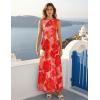 ZESICA Women’s Summer Sleeveless Floral Maxi Dress 2026 Casual Crewneck Mesh A Line Flowy Boho Beach Party Long Dresses(Red)