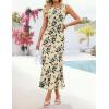 ZESICA Women’s Sleeveless Floral Bodycon Maxi Dress 2026 Summer Ruched Mesh Wedding Guest Cocktail Party Dresses(Apricot)