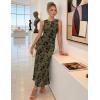 ZESICA Women’s Sleeveless Floral Bodycon Maxi Dress 2026 Summer Ruched Mesh Wedding Guest Cocktail Party Dresses(Army)