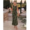 ZESICA Women’s Sleeveless Floral Bodycon Maxi Dress 2026 Summer Ruched Mesh Wedding Guest Cocktail Party Dresses(Army)