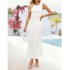 ZESICA Women’s Sleeveless Floral Bodycon Maxi Dress 2026 Summer Ruched Mesh Wedding Guest Cocktail Party Dresses(Ivory)