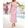 ZESICA Women’s Sleeveless Floral Bodycon Maxi Dress 2026 Summer Ruched Mesh Wedding Guest Cocktail Party Dresses(Lightpink)