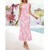 ZESICA Women’s Sleeveless Floral Bodycon Maxi Dress 2026 Summer Ruched Mesh Wedding Guest Cocktail Party Dresses(Lightpink)