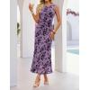 ZESICA Women’s Sleeveless Floral Bodycon Maxi Dress 2026 Summer Ruched Mesh Wedding Guest Cocktail Party Dresses(Purple)