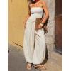 ZESICA Women’s Striped Wide Leg Palazzo Harem Pants 2026 Summer Drawstring Baggy Lounge Beach Travel Trousers with Pockets(Apricot)