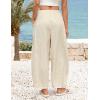 ZESICA Women’s Striped Wide Leg Palazzo Harem Pants 2026 Summer Drawstring Baggy Lounge Beach Travel Trousers with Pockets(Apricot)