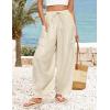 ZESICA Women’s Striped Wide Leg Palazzo Harem Pants 2026 Summer Drawstring Baggy Lounge Beach Travel Trousers with Pockets(Apricot)
