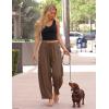 ZESICA Women’s Striped Wide Leg Palazzo Harem Pants 2026 Summer Drawstring Baggy Lounge Beach Travel Trousers with Pockets(Coffee)