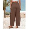 ZESICA Women’s Striped Wide Leg Palazzo Harem Pants 2026 Summer Drawstring Baggy Lounge Beach Travel Trousers with Pockets(Coffee)
