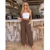 ZESICA Women’s Striped Wide Leg Palazzo Harem Pants 2026 Summer Drawstring Baggy Lounge Beach Travel Trousers with Pockets(Coffee)