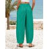 ZESICA Women’s Striped Wide Leg Palazzo Harem Pants 2026 Summer Drawstring Baggy Lounge Beach Travel Trousers with Pockets(Green)