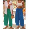 ZESICA Women’s Striped Wide Leg Palazzo Harem Pants 2026 Summer Drawstring Baggy Lounge Beach Travel Trousers with Pockets(Green)