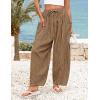 ZESICA Women’s Striped Wide Leg Palazzo Harem Pants 2026 Summer Drawstring Baggy Lounge Beach Travel Trousers with Pockets(Khaki)