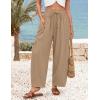 ZESICA Women’s Striped Wide Leg Palazzo Harem Pants 2026 Summer Drawstring Baggy Lounge Beach Travel Trousers with Pockets(Lightkhaki)