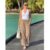 ZESICA Women’s Striped Wide Leg Palazzo Harem Pants 2026 Summer Drawstring Baggy Lounge Beach Travel Trousers with Pockets(Lightkhaki)