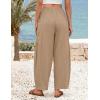 ZESICA Women’s Striped Wide Leg Palazzo Harem Pants 2026 Summer Drawstring Baggy Lounge Beach Travel Trousers with Pockets(Lightkhaki)