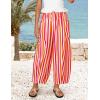 ZESICA Women’s Striped Wide Leg Palazzo Harem Pants 2026 Summer Drawstring Baggy Lounge Beach Travel Trousers with Pockets(Rose)