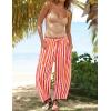ZESICA Women’s Striped Wide Leg Palazzo Harem Pants 2026 Summer Drawstring Baggy Lounge Beach Travel Trousers with Pockets(Rose)