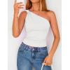 ZESICA Women’s Summer One Shoulder Going Out Tops 2026 Trendy Sleeveless Fitted Fashion Floral Y2K Shirts(Solidwhite)