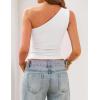 ZESICA Women’s Summer One Shoulder Going Out Tops 2026 Trendy Sleeveless Fitted Fashion Floral Y2K Shirts(Solidwhite)
